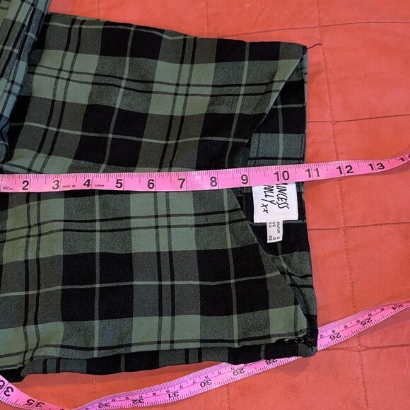 Princess Polly Green & Black Plaid High-Waisted Women's Pants Size 0 - Picture 9 of 14